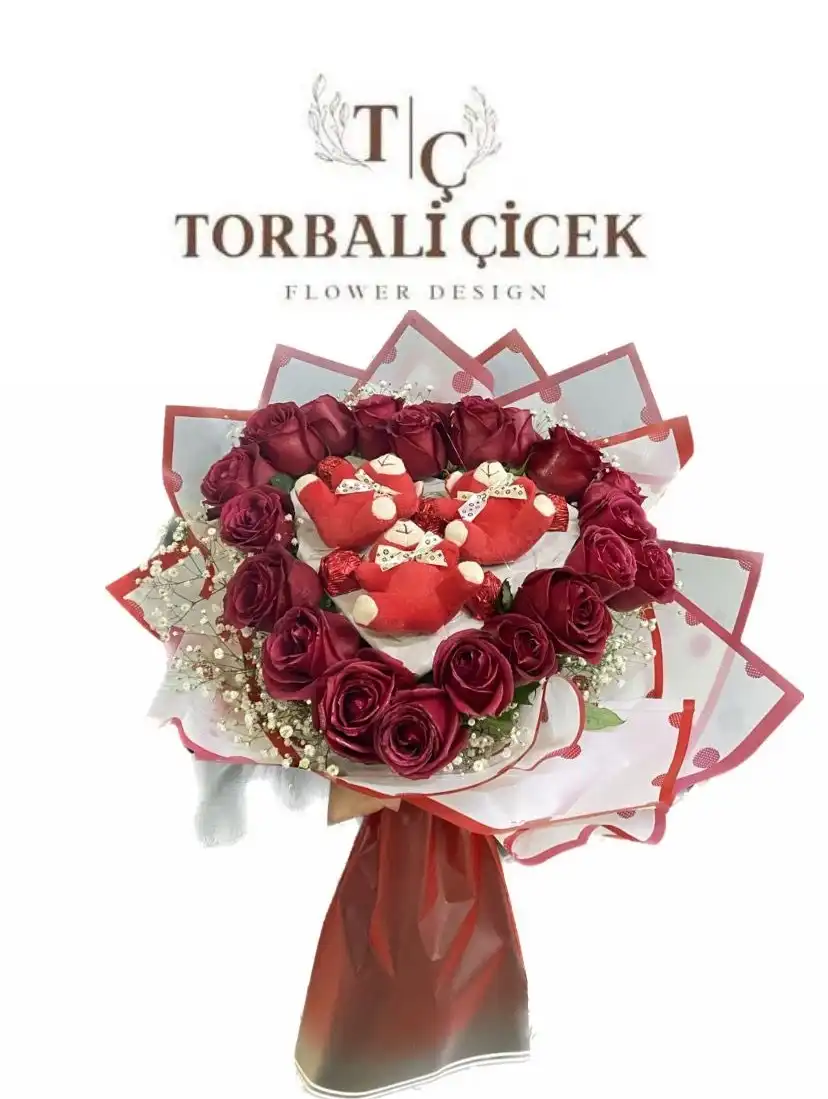 20 gül ayıcık ve çukolata